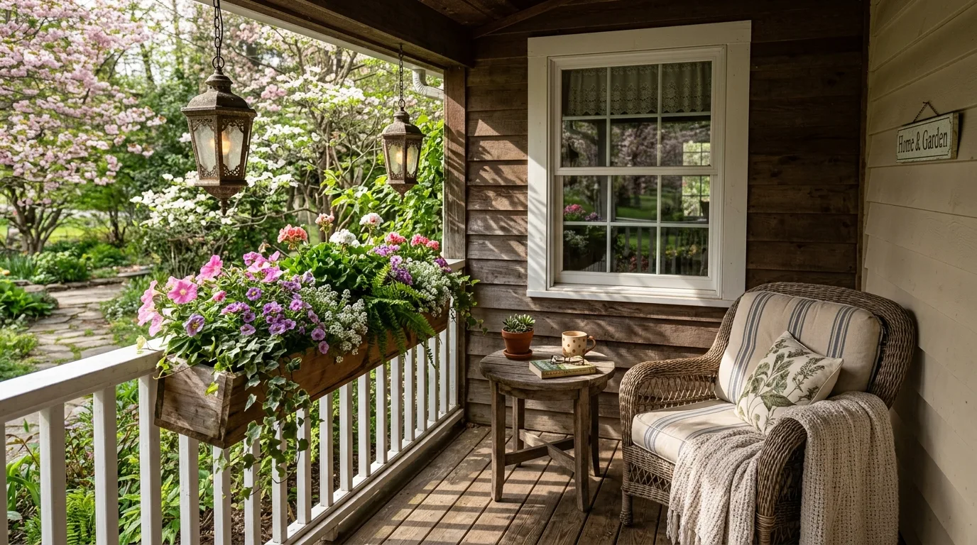 Cozy Spring Porch Corner With Lanterns